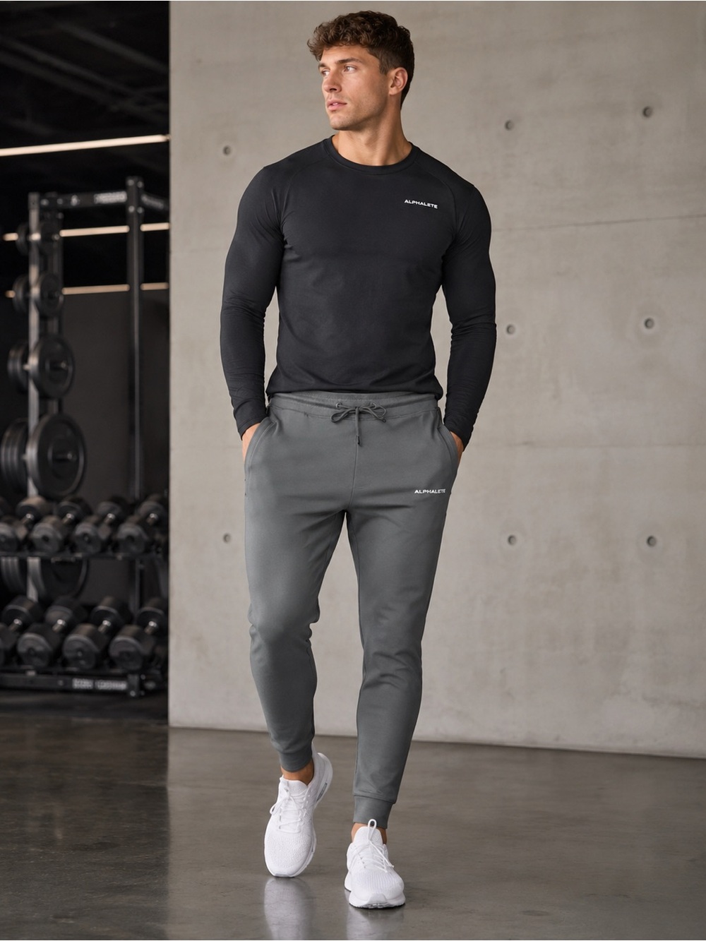 ALPHALETE Sage Green Gray Essential Core Joggers Sweatpants Men’s L